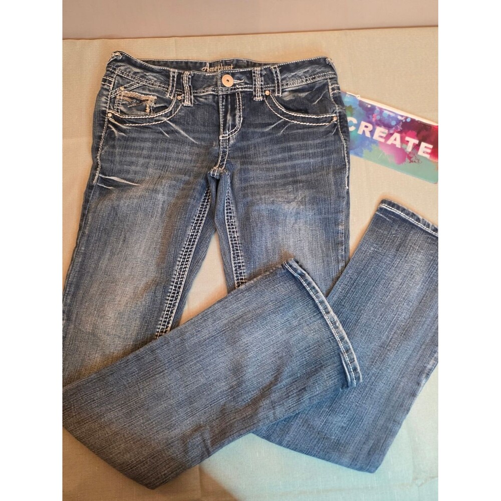 Amethyst Jeans Blue Boot Cut with Contrast Stitching Size 5